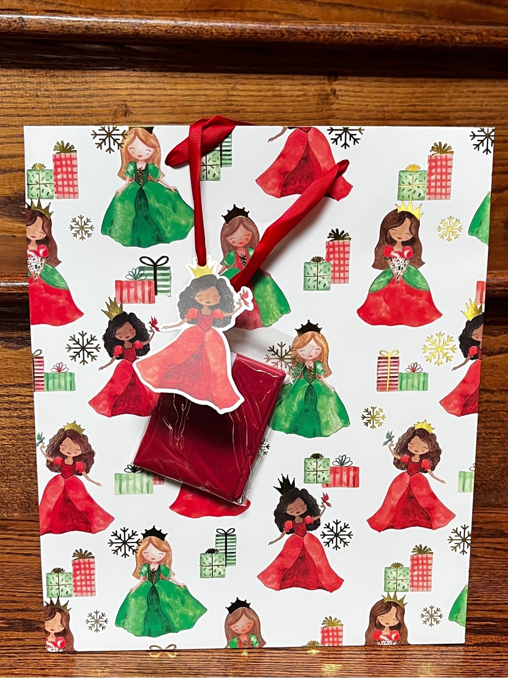 Real Simple Holiday Princess Christmas Bag With Tissue Paper
